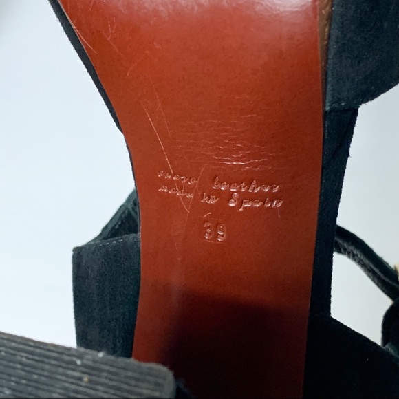 Chie Mihara Black Suede Block Heel Heeled Sandals - Picture 6 of 6